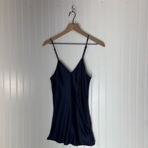 Misha Nonoo Navy Silk Cami Tank Top S Minimalist Lingerie Style Y2K Aesthetic